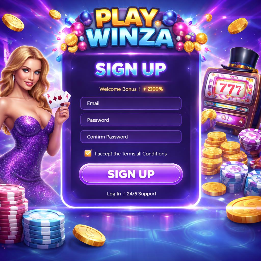 PlayWinza secure sign in page for an online casino platform with a rich selection of gaming experiences